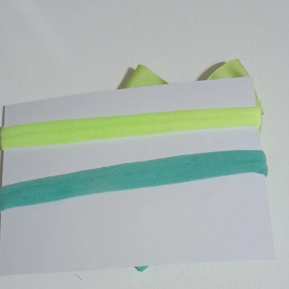 Handmade Elastic Headbands Set Ribbon Bows In Aqua And Green🎀✨
